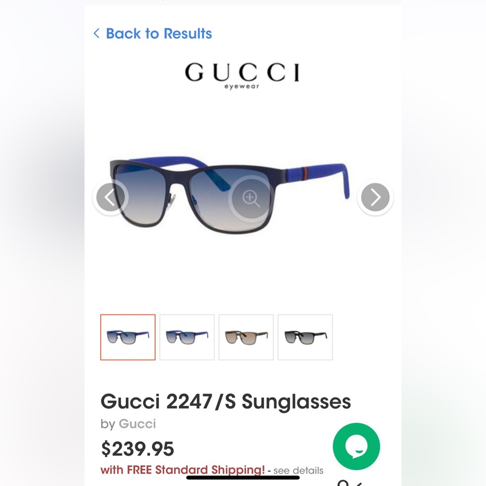 Gucci Black and Blue Glasses - GG2247/S 4VDKM 56 17 140 - Unisex - With OG Case - Picture 8 of 9